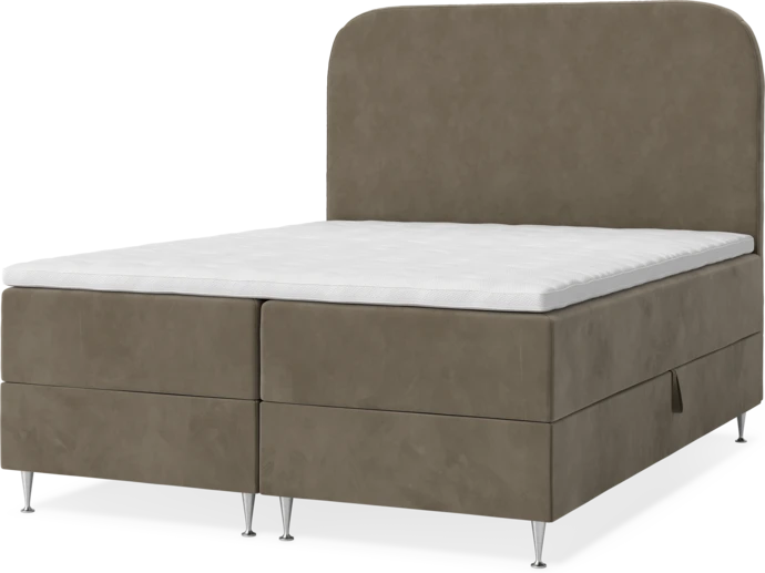 New York, Förvaringssäng, dubbelsäng med bäddmadrass, sängben och sänggavel slät