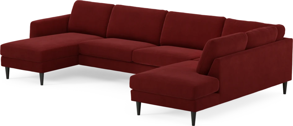 Bridge - 3-sits soffa med schäslong vänster och divan höger - Röd