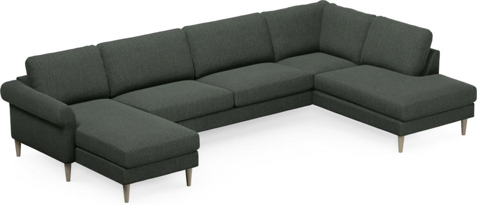 Bridge - 3-sits soffa med schäslong vänster och divan höger - Grön