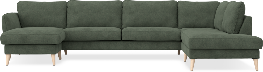 Bridge - 3-sits soffa med schäslong vänster och divan höger - Grön