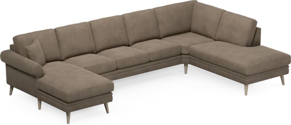 Eden - 3-sits soffa med schäslong vänster och divan höger - Brun