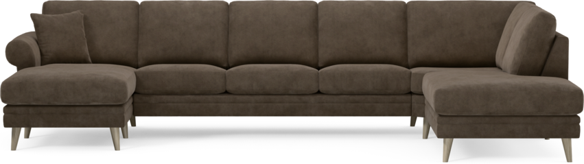 Eden - 3-sits soffa med schäslong vänster och divan höger - Brun