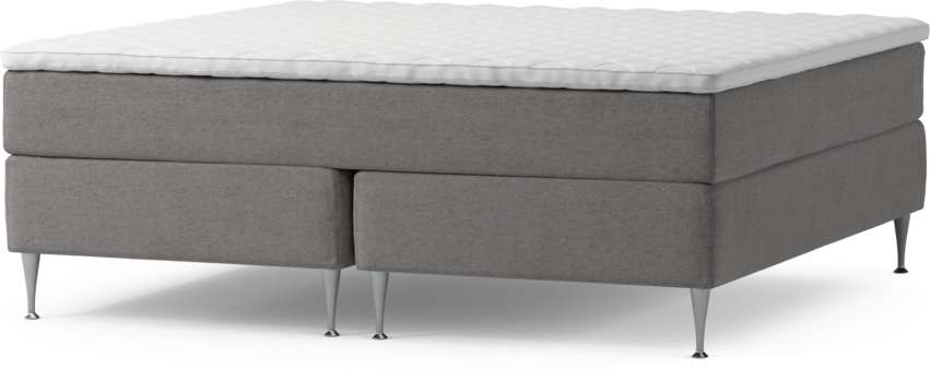 Delux Dream - Kontinentalsäng, dubbelsäng med bäddmadrass och sängben - Grå