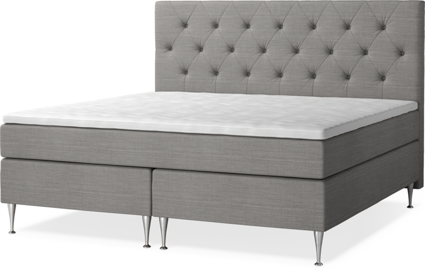 New York - Kontinentalsäng, dubbelsäng med bäddmadrass och sänggavel pikerad - Grå