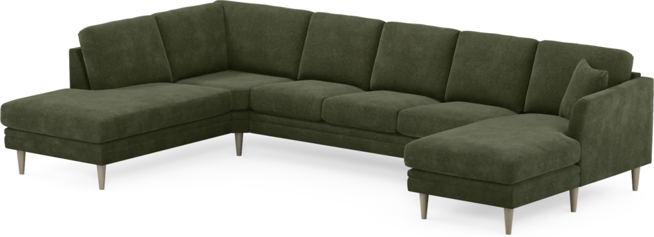 Eden - 3-sits soffa med divan vänster och schäslong höger - Grön