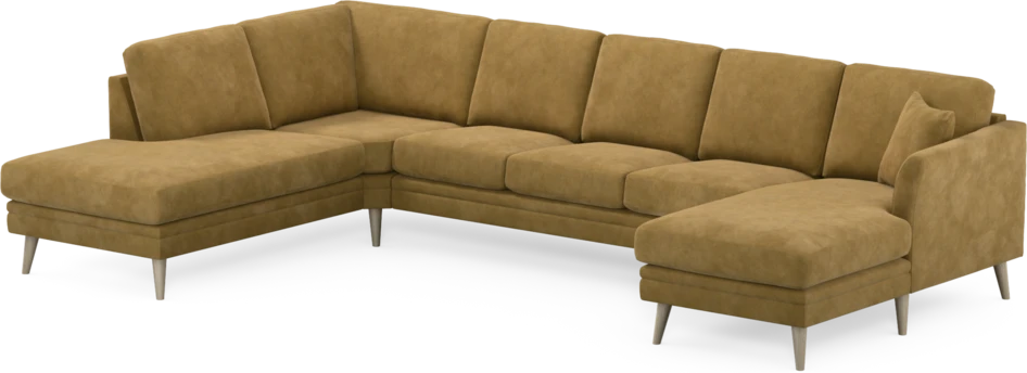 Eden - 3-sits soffa med divan vänster och schäslong höger - Gul