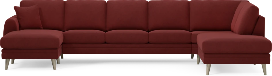 Eden - 3-sits soffa med schäslong vänster och divan höger - Röd