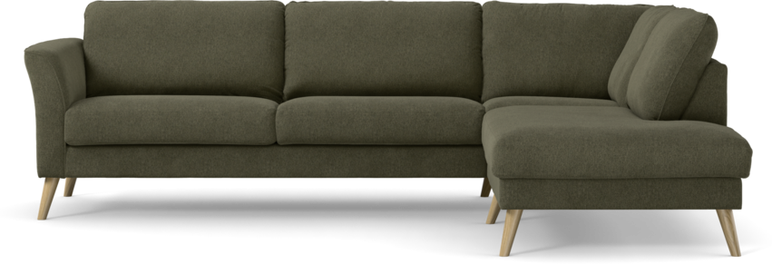 Bridge - 3-sits soffa med divan höger - Grön