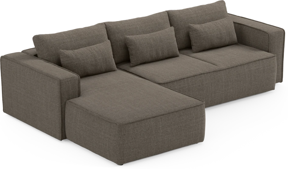 Ide - Bäddsoffa 3-sits med schäslong vänster - Brun