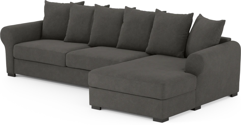 Town - 3-sits soffa med schäslong höger - Brun