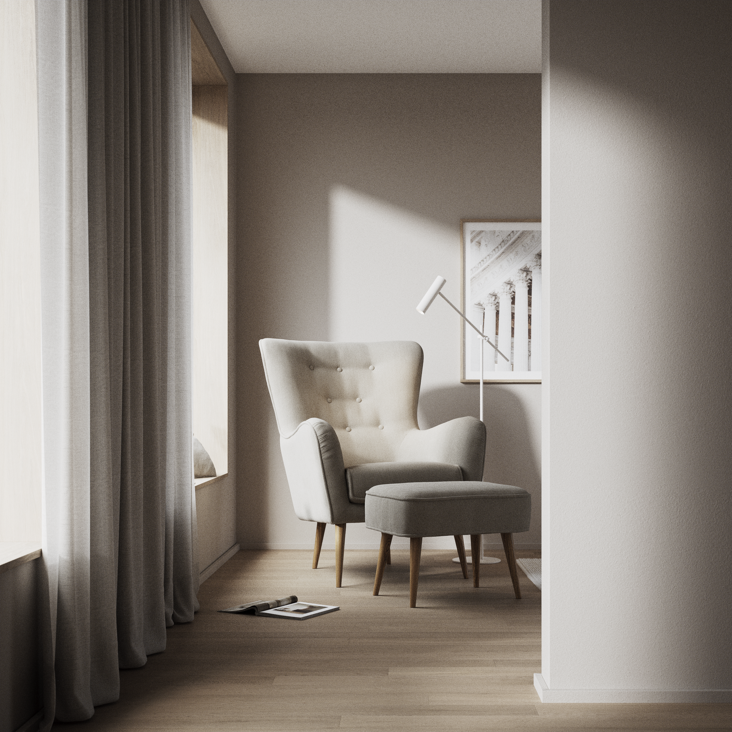 Cordelia, Fåtölj med fotpall