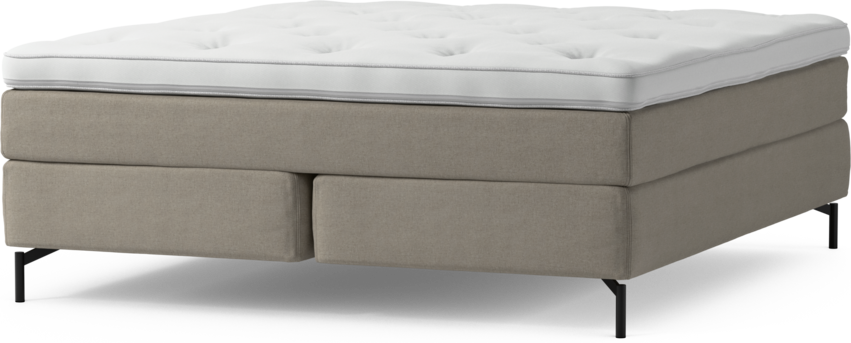 Delux Sense - Kontinentalsäng, dubbelsäng med bäddmadrass och sängben - Beige
