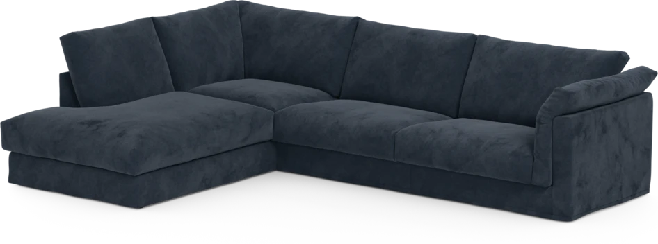 Cherrie - 3-sits soffa med divan vänster, med kappa - Blå