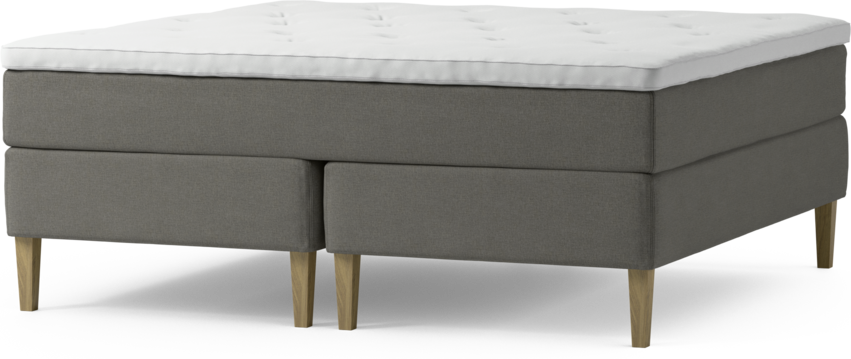 Delux Exclusive - Kontinentalsäng, dubbelsäng med bäddmadrass och sängben - Grå