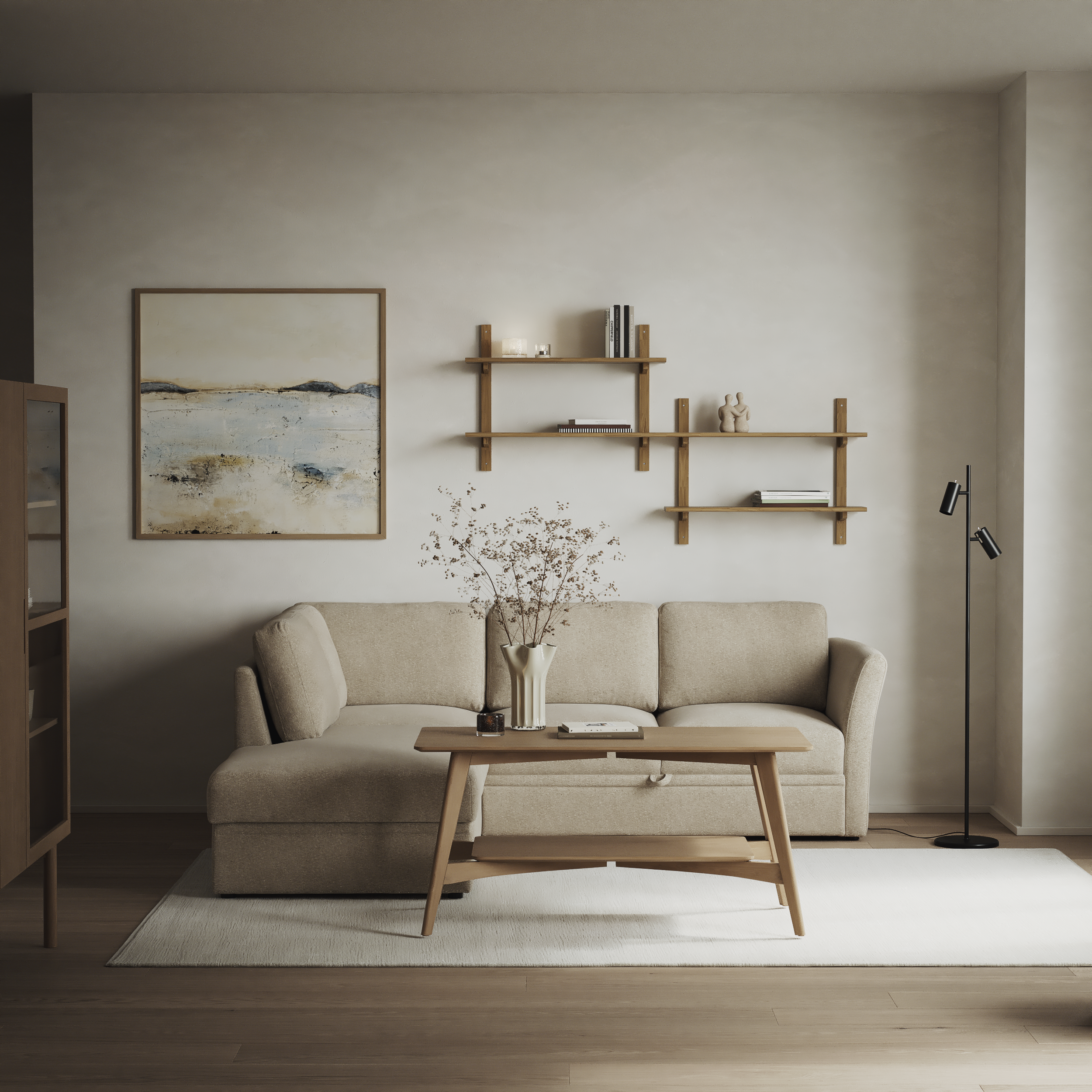 Öland, Bäddsoffa med divan vänster