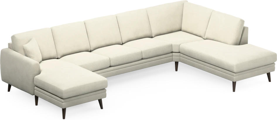 Eden - 3-sits soffa med schäslong vänster och divan höger - Vit