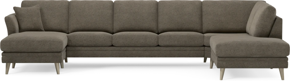 Eden - 3-sits soffa med schäslong vänster och divan höger - Brun