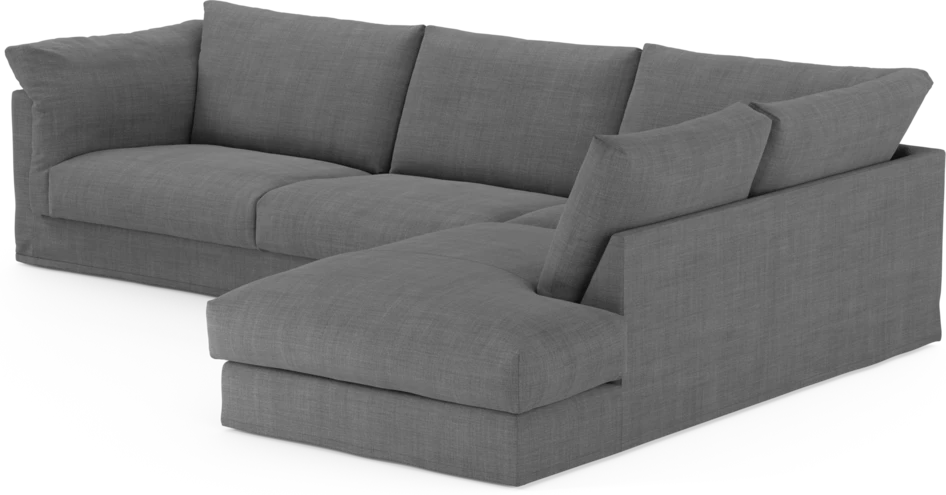 Cherrie - 3-sits soffa med divan höger, med kappa - Grå