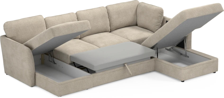 Öland - Bäddsoffa med schäslong vänster och divan höger - Beige