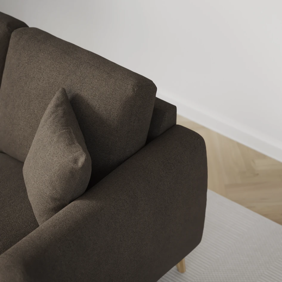 Eden - 3-sits soffa med divan vänster och schäslong höger - Brun