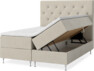 New York - Förvaringssäng, dubbelsäng med bäddmadrass, sängben och sänggavel pikerad - Beige