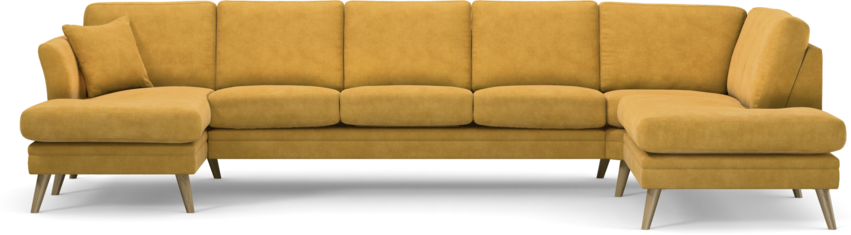 Eden - 3-sits soffa med schäslong vänster och divan höger - Gul