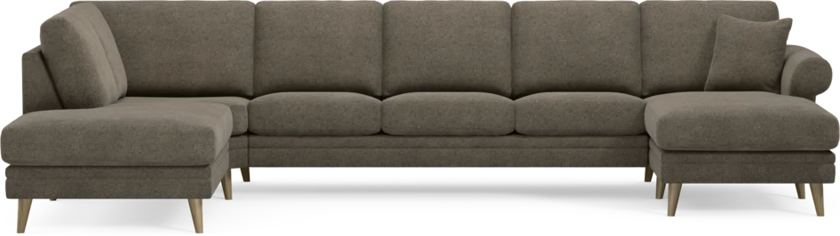 Eden - 3-sits soffa med divan vänster och schäslong höger - Brun