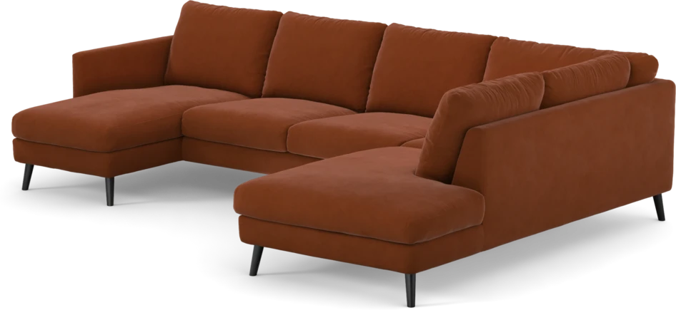 Madison Lux - 2-sits soffa med schäslong vänster och divan höger - Röd