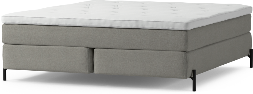 Delux Sense - Kontinentalsäng, dubbelsäng med bäddmadrass och sängben - Grå