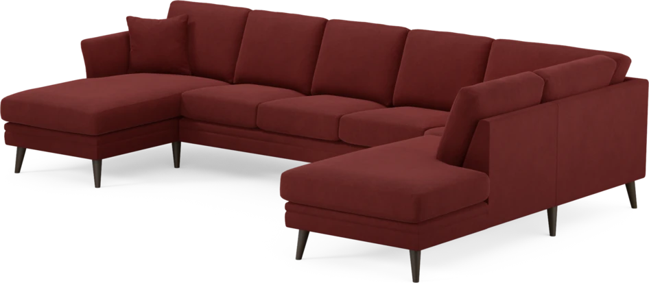 Eden - 3-sits soffa med schäslong vänster och divan höger - Röd
