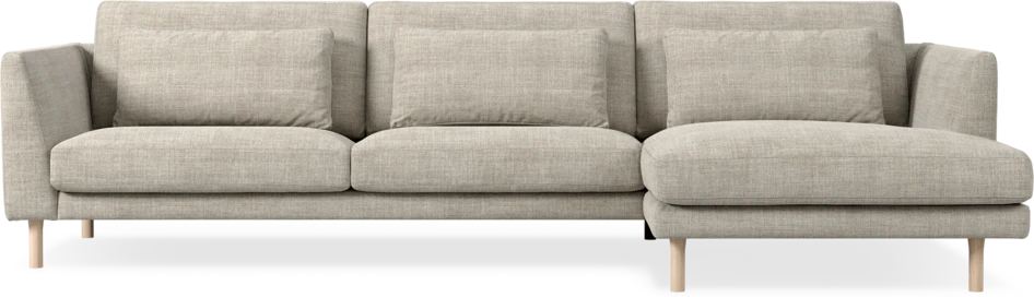 Willow - 3-sits soffa med schäslong höger, fast klädsel - Beige