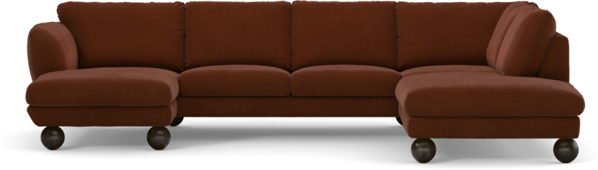 Madison Lux - 2-sits soffa med schäslong vänster och divan höger - Orange