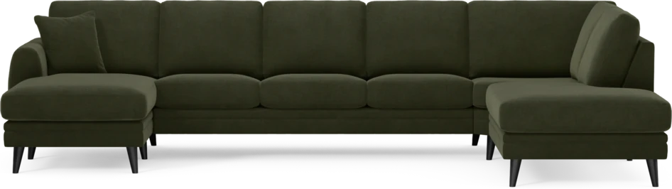 Eden - 3-sits soffa med schäslong vänster och divan höger - Grön