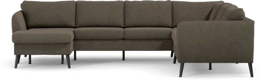 County - Hörnsoffa, 3+2-sits med schäslong vänster - Brun