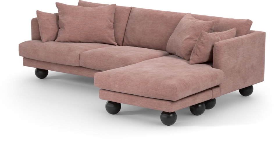 Harper - 4-sits med schäslong höger  - Rosa