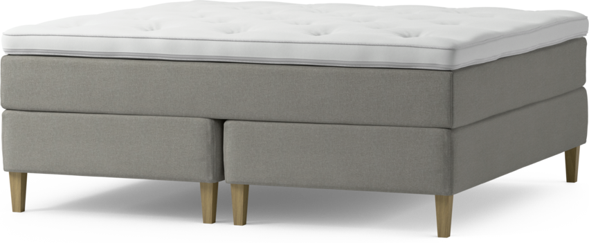 Delux Exclusive - Kontinentalsäng, dubbelsäng med bäddmadrass och sängben - Grå