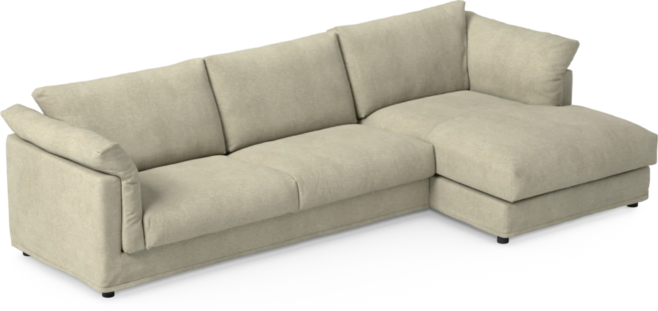Cherrie - 3-sits soffa med schäslong höger, med kappa - Beige