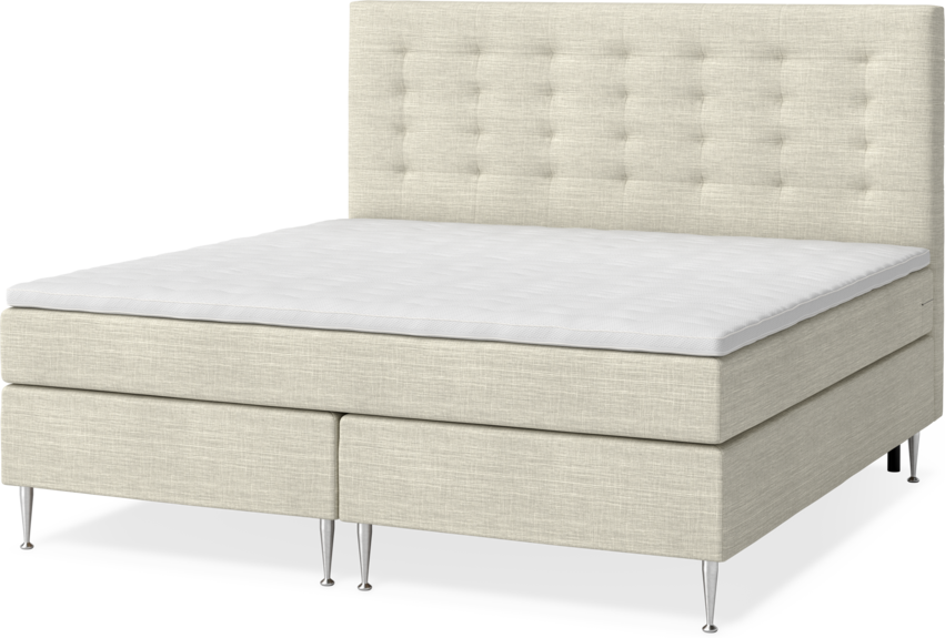 New York - Kontinentalsäng, dubbelsäng med bäddmadrass och sänggavel trensad - Beige