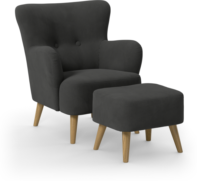 Timmy - Fåtölj med fotpall - Grå