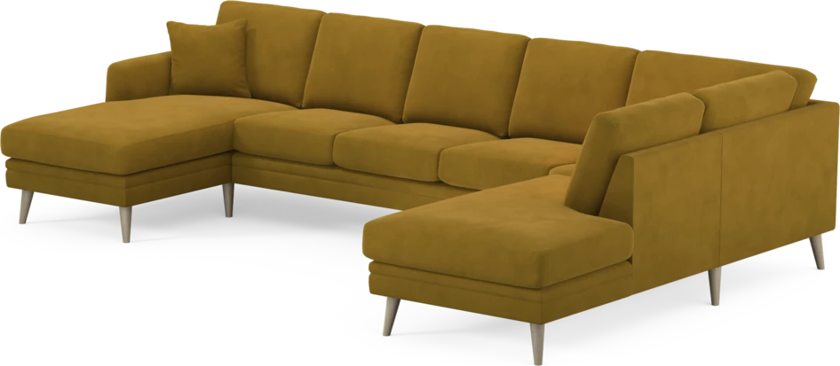 Eden - 3-sits soffa med schäslong vänster och divan höger - Gul