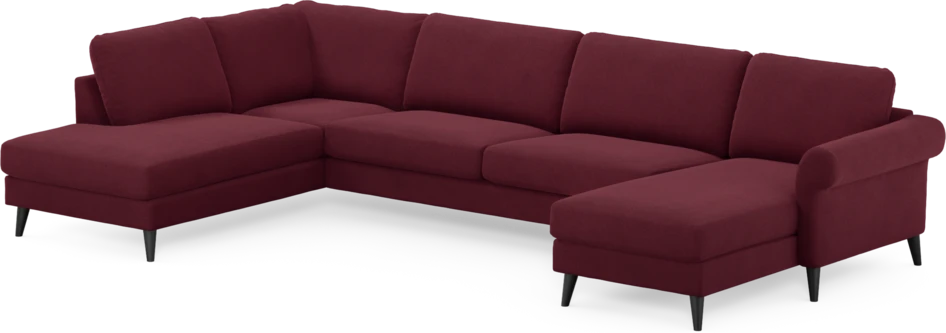 Bridge - 3-sits soffa med divan vänster och schäslong höger - Röd