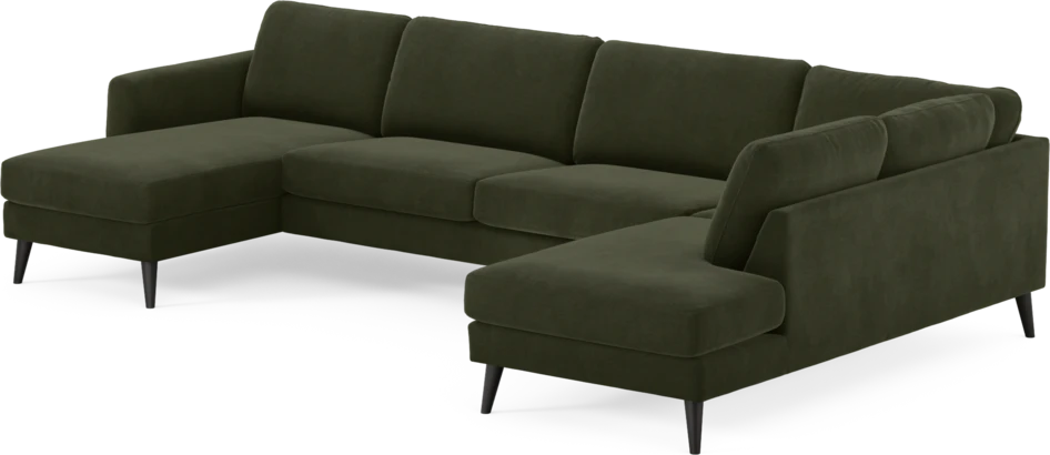 Bridge - 3-sits soffa med schäslong vänster och divan höger - Grön