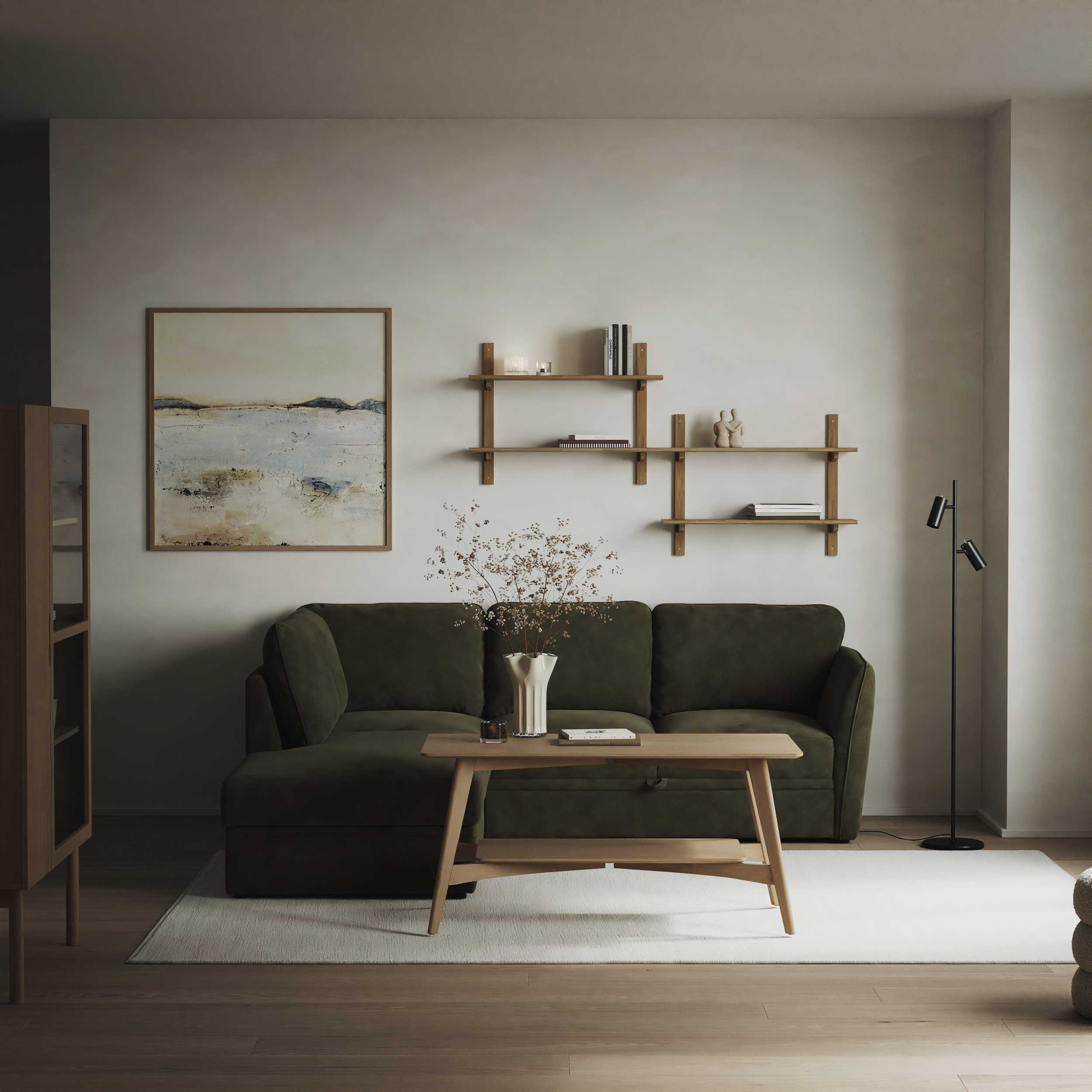 Öland, Bäddsoffa med divan vänster