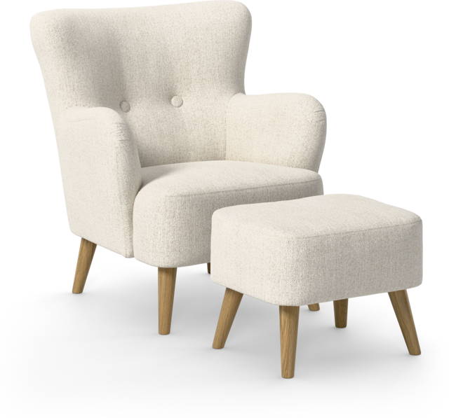 Timmy - Fåtölj med fotpall - Vit