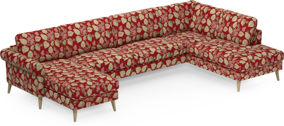 Bridge - 3-sits soffa med schäslong vänster och divan höger - Röd