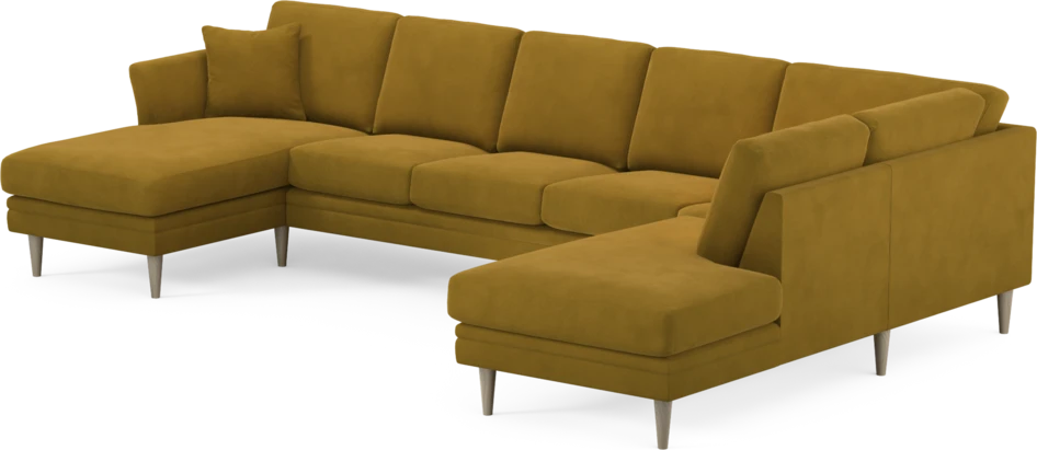 Eden - 3-sits soffa med schäslong vänster och divan höger - Gul