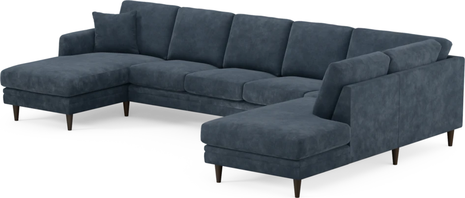 Eden - 3-sits soffa med schäslong vänster och divan höger - Blå