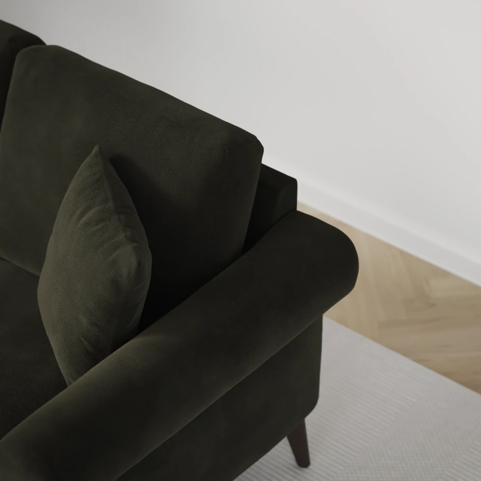 Eden - 3-sits soffa med schäslong vänster och divan höger - Grön