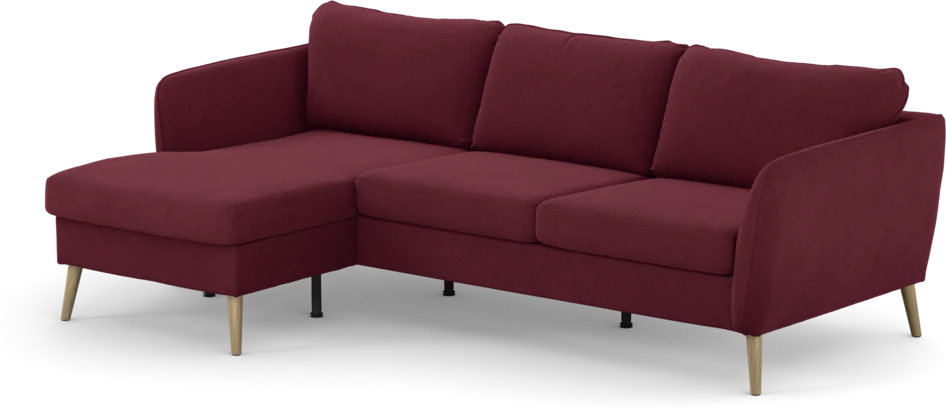County - 3-sits soffa med flyttbar schäslong - Röd