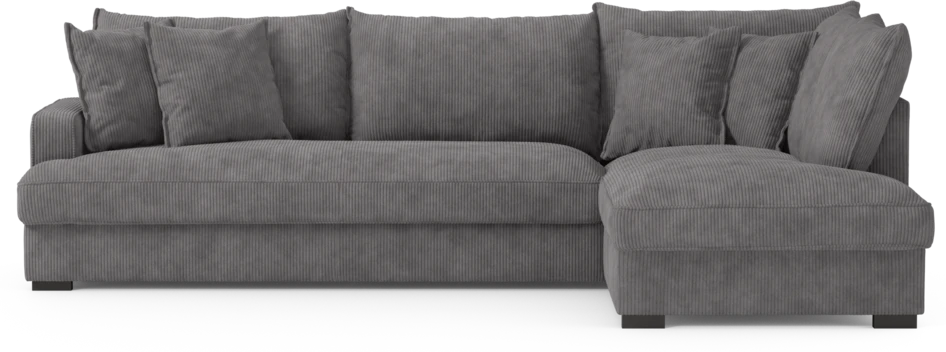 Mila - 3-sits soffa med divan höger, hel dyna - Grå